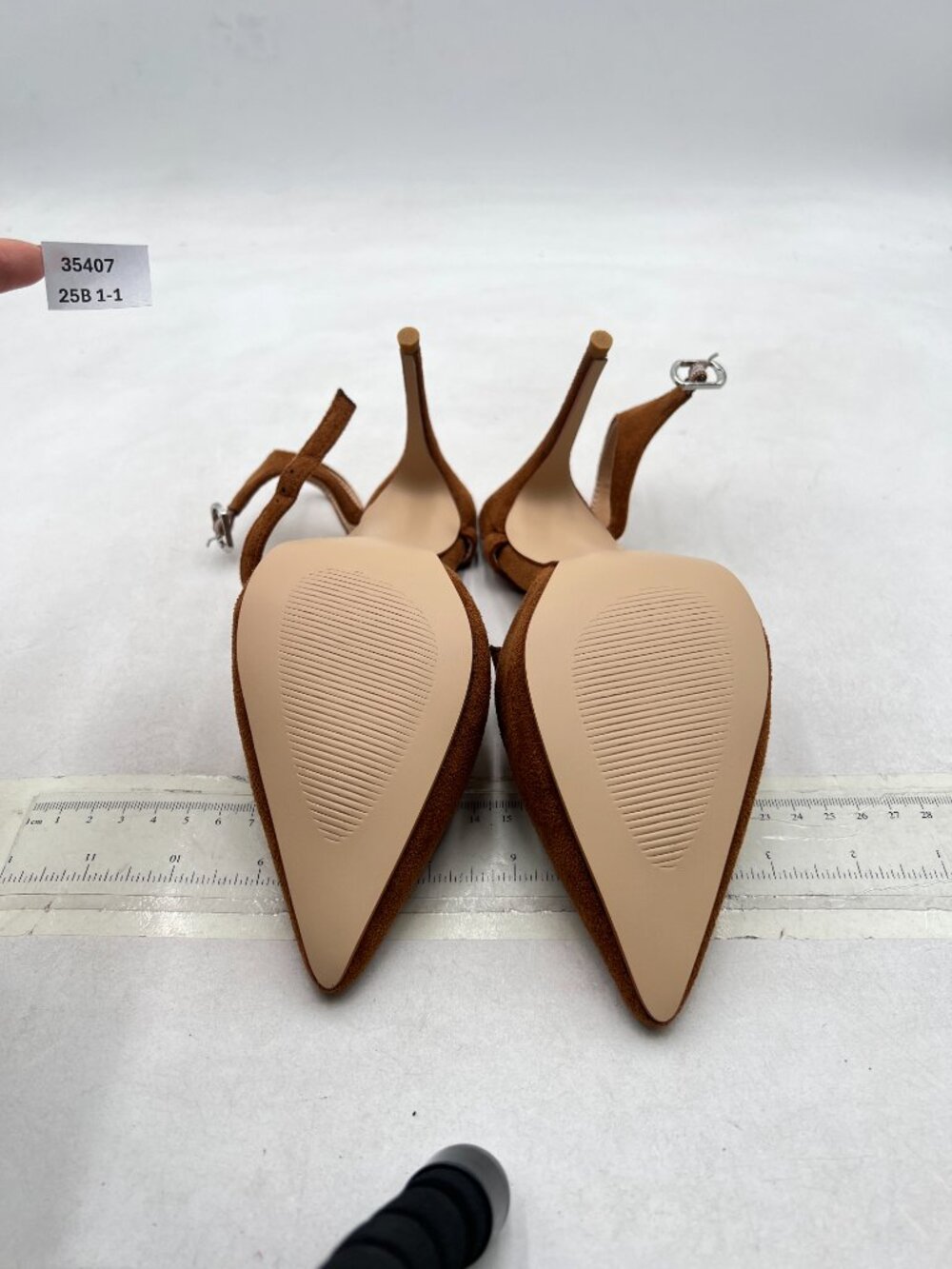FSJ Brown Vegan Suede Stiletto Heels Pointed Toe Ankle Strap Pumps - Picture 7 of 8